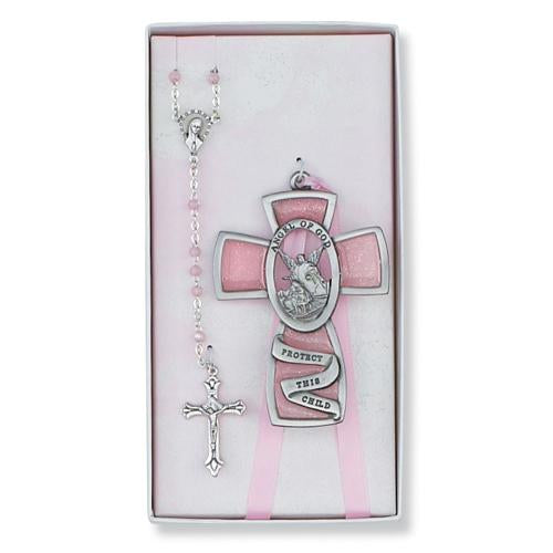 Pink Guardian Angel Rosary Set (Style: BS8)