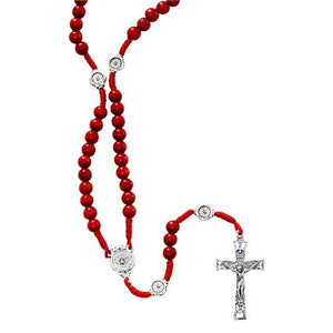 Red Wood Cord Holy Spirit Rosary (Style: P265R)