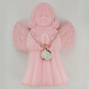 Rhodium Plated Guardian Angel 13" Chain, Angel Box (Style: RC107GAB)