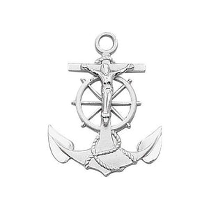 Sterling Silver Anchor Crucifix 24" Chain and Box (Style: L422)