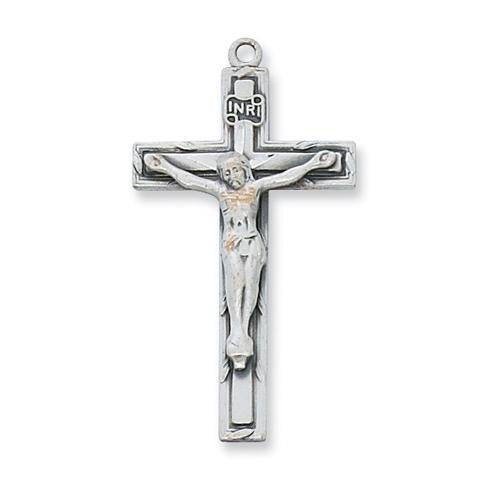 Sterling Silver Celtic Crucifix 18" Chain and Box (Style: L8084)