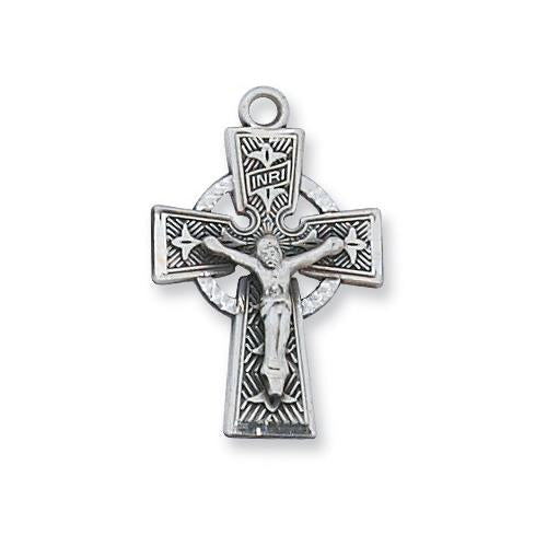 Sterling Silver Crucifix 18" Chain and Box (Style: L5002S)