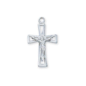 Sterling Silver Crucifix 18" Chain and Box (Style: L7005)