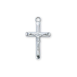 Sterling Silver Crucifix 18" Chain and Box (Style: L7027)