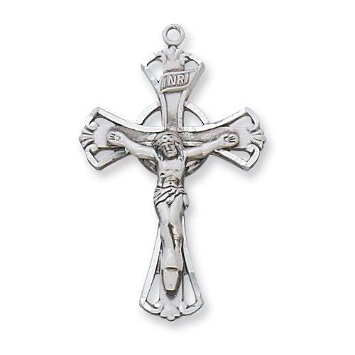 Sterling Silver Crucifix 18" Chain and Box (Style: L8010)