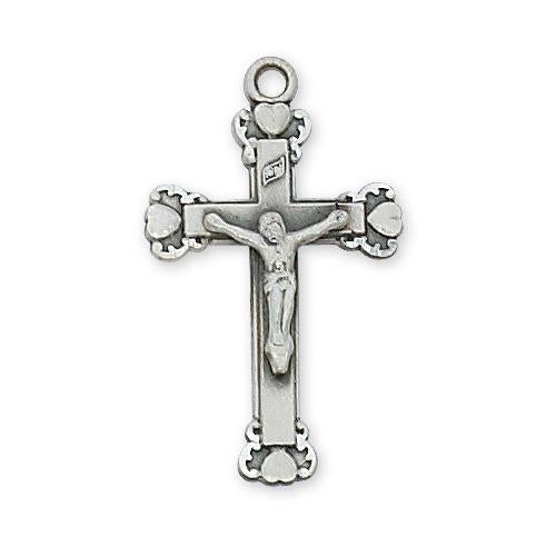 Sterling Silver Crucifix 18" Chain and Box (Style: L8013W)