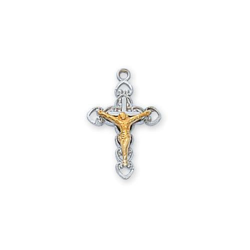 Sterling Silver Crucifix 18" Chain and Box (Style: L9155)