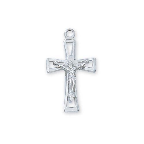 Sterling Silver Crucifix 18" Chain and Box (Style: LBCKOW)