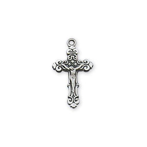Sterling Silver Small Crucifix 18" Chain and Box (Style: L9028)