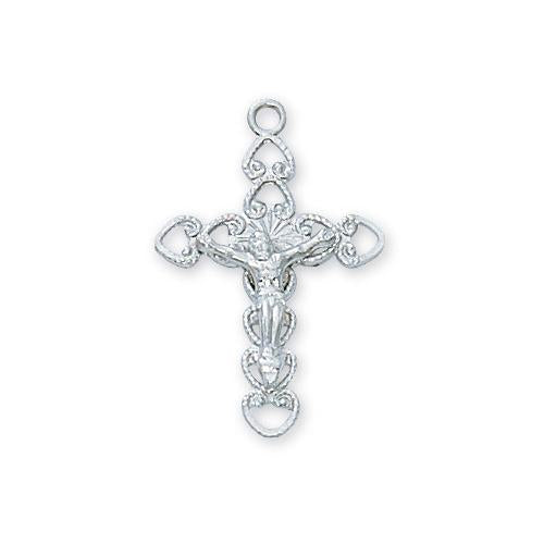 Sterling Silver Tutone Crucifix 18" Chain and Box (Style: L7019)