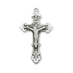 Sterling Silver Tutone Crucifix 16" Chain (Style: LT9112W)