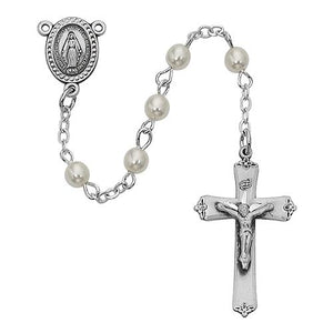 Sterling Silver 3 MM Pearl Rosary (Style: 210L/G)
