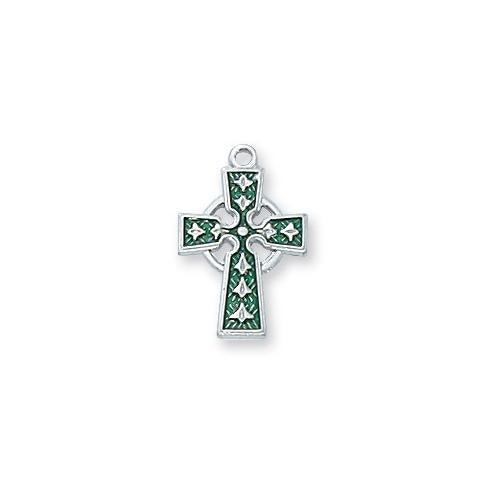 Sterling Silver Celtic Cross 13" With Enamel (Style: L9065BT)