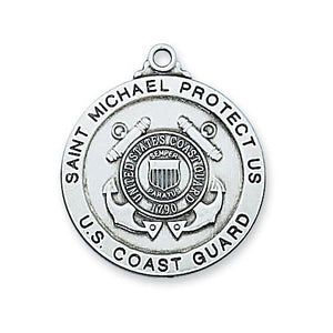 Sterling Silver Coast Guard Medal 24" Chain and Box (Style: L650CG)