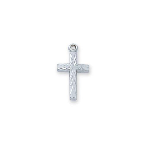 Sterling Silver Cross 16" Chain and Box (Style: L8001W)