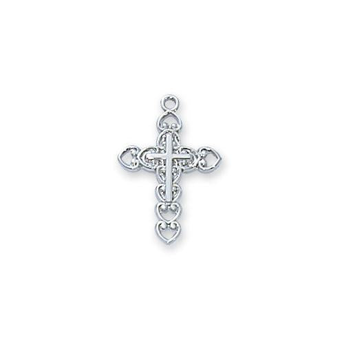 Sterling Silver Cross Silver 13" Chain and Box (Style: L8002BT)