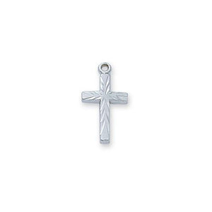 Sterling Silver Cross Silver 16" Chain and Box (Style: L8001)