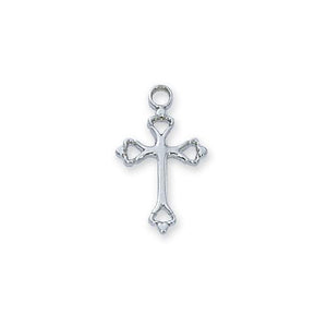 Sterling Silver Cross Silver 16" Chain and Box (Style: L8003)