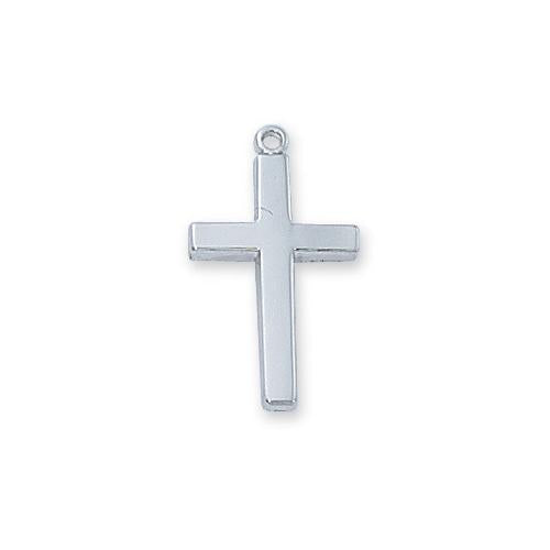 Sterling Silver Cross Silver 18" Chain and Box (Style: L7001)