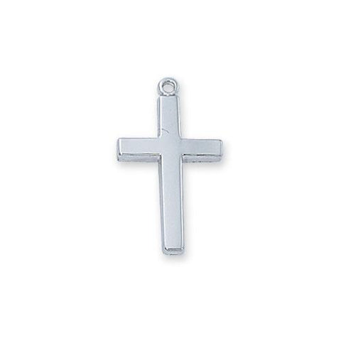 Sterling Silver Cross Silver 18" Chain and Box (Style: L7001)