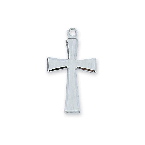 Sterling Silver Cross Silver 18" Chain and Box (Style: L7011)