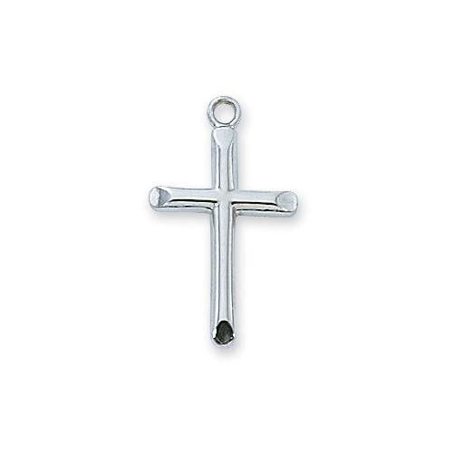 Sterling Silver Cross Silver 18" Chain and Box (Style: L8004)
