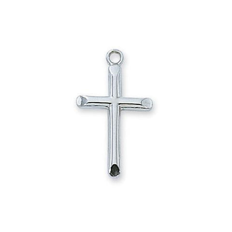 Sterling Silver Cross Silver 18" Chain and Box (Style: L8004)