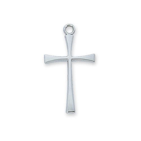 Sterling Silver Cross Silver 18" Chain and Box (Style: L8019W)