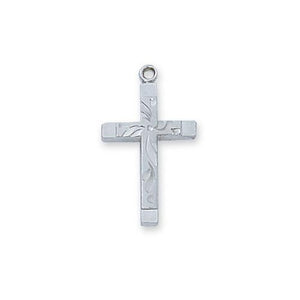 Sterling Silver Cross Silver 18" Chain and Box (Style: L8077)