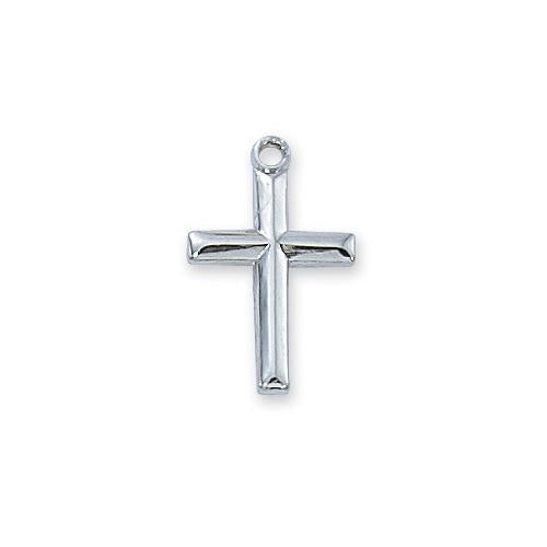 Sterling Silver Cross Silver 18" Chain and Box (Style: L9047)
