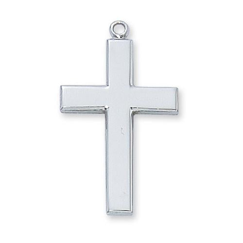 Sterling Silver Cross Silver 24" Chain and Box (Style: L6063)