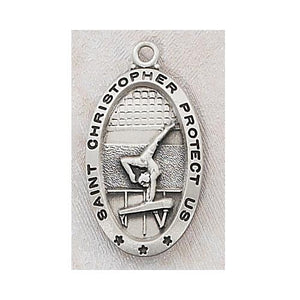 Sterling Silver Gymnastics Medal 18" Chain and Box (Style: L560GY)