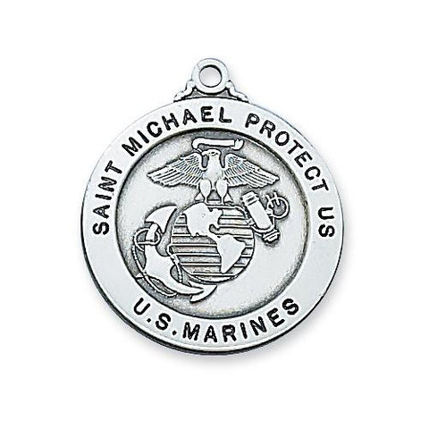 Sterling Silver Marine Service Medal 24" Chain and Box (Style: L650MRN)