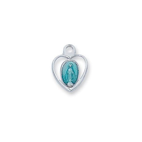 Sterling Silver Miraculous With Blue Enamel 16" Chain and Box (Style: LMHB)