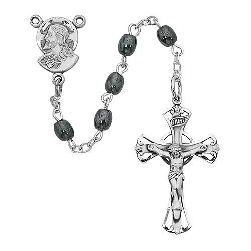 Sterling Silver Oval Hematite Rosary (Style: 782L/G)