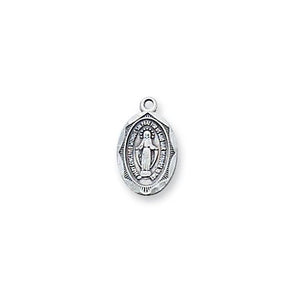 Sterling Silver SM Oval Miraculous 16" Chain and Box (Style: L569)