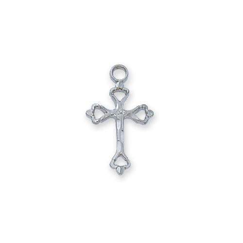 Sterling Silver Small Engraved Cross Silver 16" Chain" (Style: L8033)