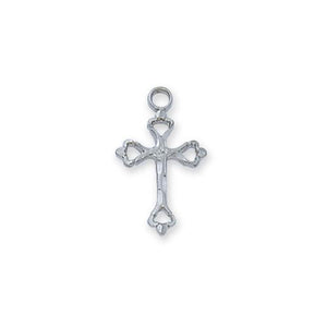 Sterling Silver Small Engraved Cross Silver 16" Chain" (Style: L8033W)