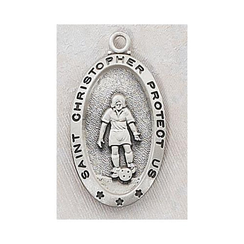 Sterling Silver Soccer Medal Chain and Box (Style: L560SC)