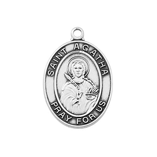 Sterling Silver St. Agatha, 18" Chain and Box (Style: L683AG)