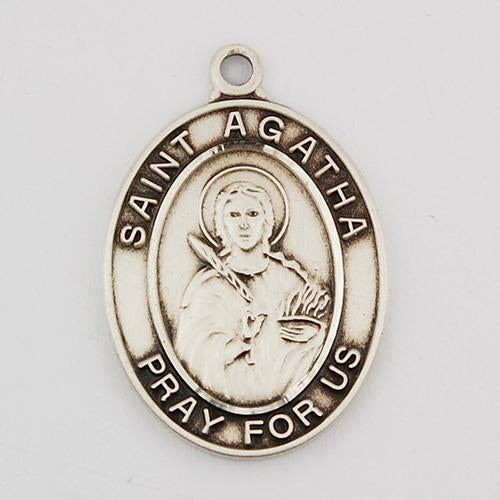 Sterling Silver St. Agatha, 18" Chain and Box (Style: L683AG)