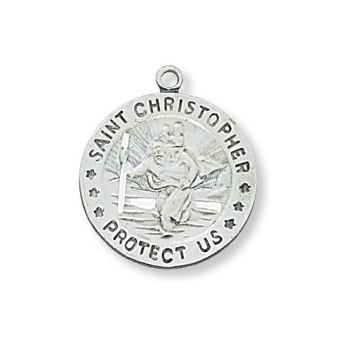 Sterling Silver St. Christopher 18" Chain and Box (Style: L310CH)