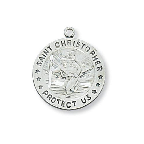 Sterling Silver St. Christopher 18" Chain and Box (Style: L310CH)