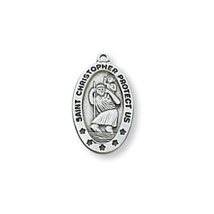 Sterling Silver St. Christopher 18" Chain and Box (Style: L464)