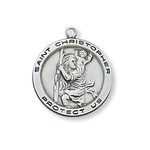 Sterling Silver St. Christopher 18" Chain and Box (Style: L515CH)