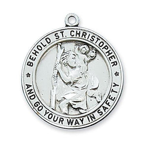 Sterling Silver St. Christopher 24" Chain and Box (Style: L2516)