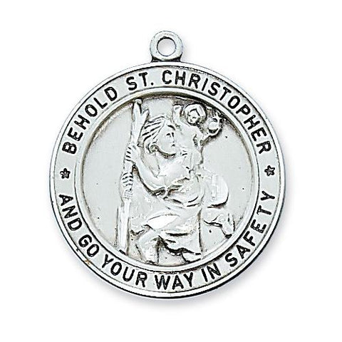 Sterling Silver St. Christopher 24" Chain and Box (Style: L2516)