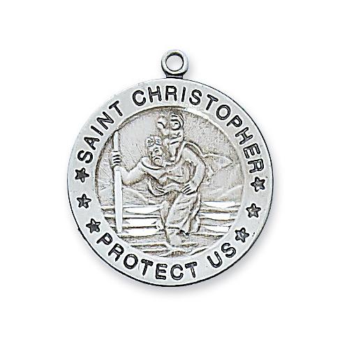 Sterling Silver St. Christopher 24" Chain and Box (Style: L312CH)