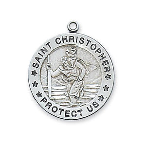 Sterling Silver St. Christopher 24" Chain and Box (Style: L312CH)