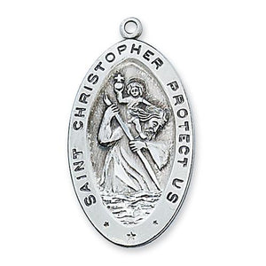 Sterling Silver St. Christopher 24" Chain and Box (Style: L315CH)